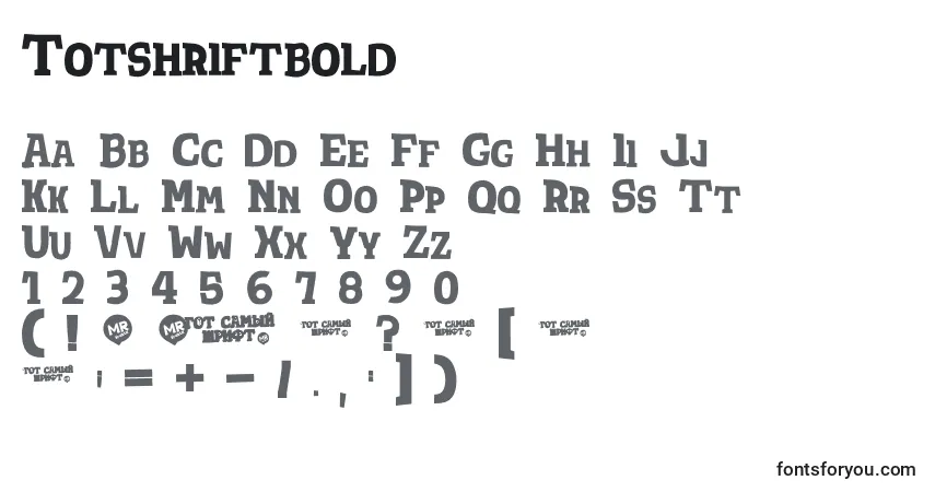 Schriftart Totshriftbold (99003) – Alphabet, Zahlen, spezielle Symbole