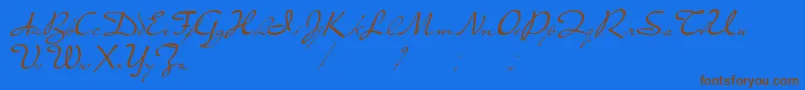 PresterJohn-Schriftart – Braune Schriften auf blauem Hintergrund