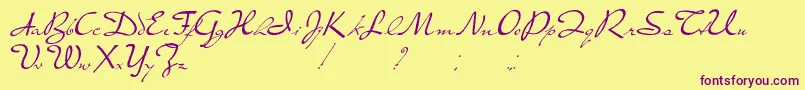 PresterJohn-Schriftart – Violette Schriften auf gelbem Hintergrund