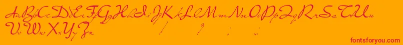 PresterJohn-Schriftart – Rote Schriften auf orangefarbenem Hintergrund