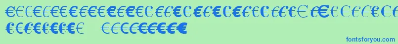 LinotypeEurofontAToF Font – Blue Fonts on Green Background