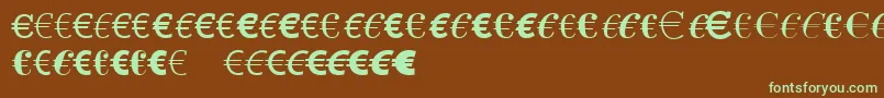 フォントLinotypeEurofontAToF – 緑色の文字が茶色の背景にあります。