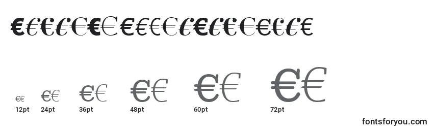 Размеры шрифта LinotypeEurofontAToF