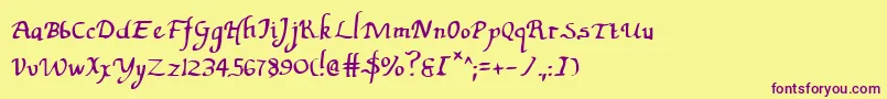 Valleyforge Font – Purple Fonts on Yellow Background