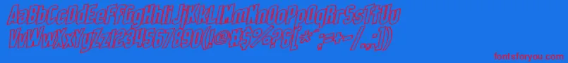 SfObliquitiesOutline Font – Red Fonts on Blue Background