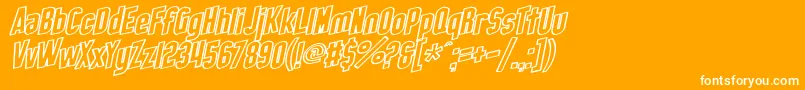 SfObliquitiesOutline-fontti – valkoiset fontit oranssilla taustalla