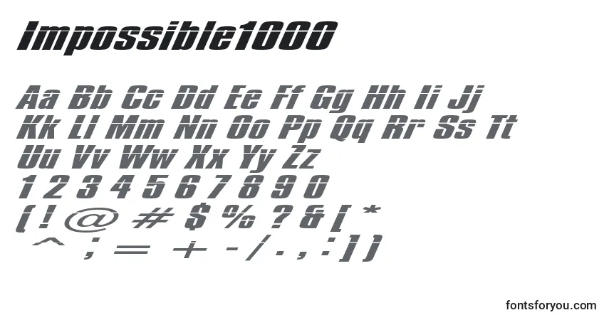 Impossible1000-fontti – aakkoset, numerot, erikoismerkit