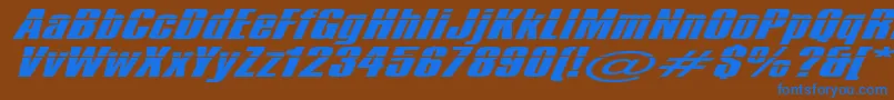 フォントImpossible1000 – 茶色の背景に青い文字