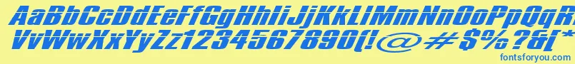 フォントImpossible1000 – 青い文字が黄色の背景にあります。