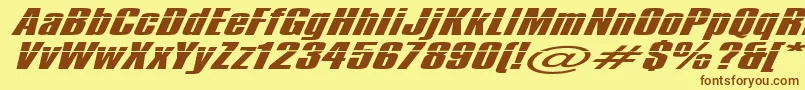 フォントImpossible1000 – 茶色の文字が黄色の背景にあります。