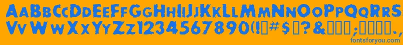 フォントBaddogscapsssk – オレンジの背景に青い文字