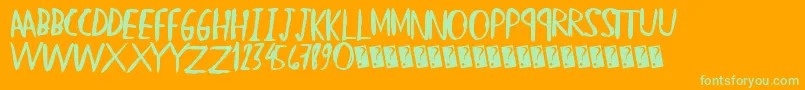 Straighthand Font – Green Fonts on Orange Background