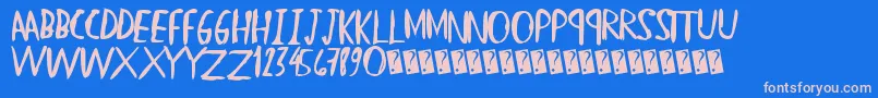 Straighthand Font – Pink Fonts on Blue Background