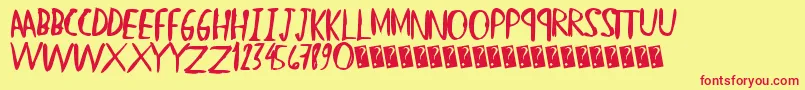 Straighthand Font – Red Fonts on Yellow Background