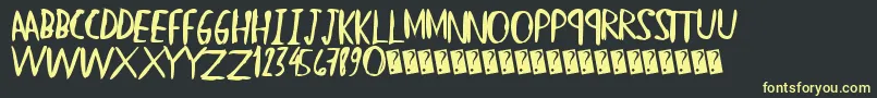 Straighthand Font – Yellow Fonts on Black Background