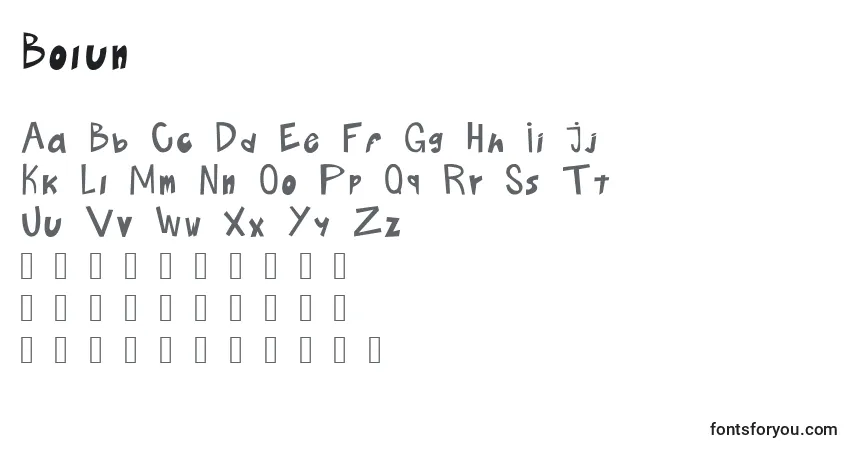 Schriftart Bolun – Alphabet, Zahlen, spezielle Symbole