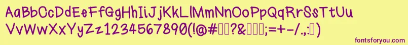 Шрифт HomeworkFont – фиолетовые шрифты на жёлтом фоне