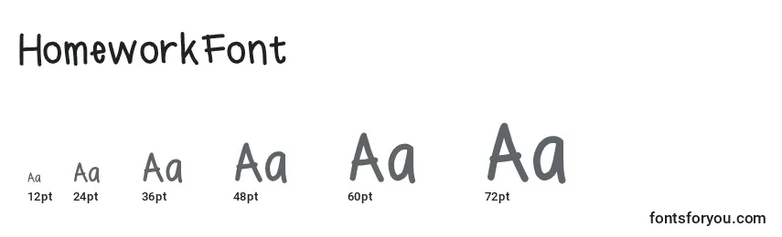 HomeworkFont Font Sizes