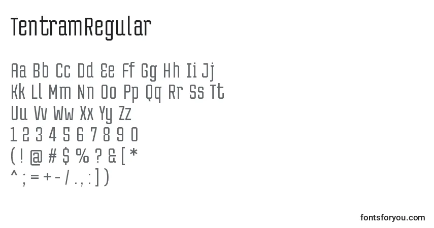 Schriftart TentramRegular – Alphabet, Zahlen, spezielle Symbole