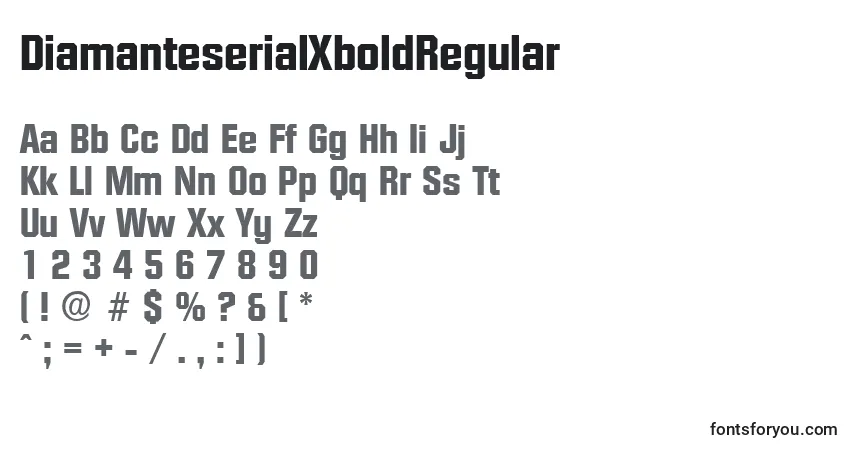 Czcionka DiamanteserialXboldRegular – alfabet, cyfry, specjalne znaki