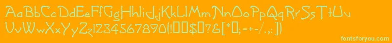 fuente GreetingsMf – Fuentes Verdes Sobre Fondo Naranja