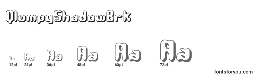 Размеры шрифта QlumpyShadowBrk