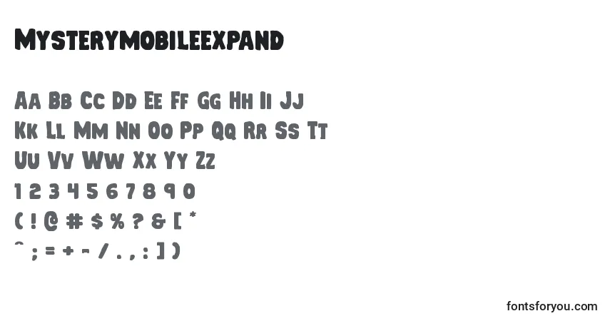 A fonte Mysterymobileexpand – alfabeto, números, caracteres especiais