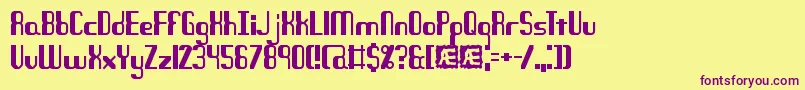 QuandaryBrk-Schriftart – Violette Schriften auf gelbem Hintergrund