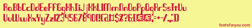 QuandaryBrk-Schriftart – Rote Schriften auf gelbem Hintergrund