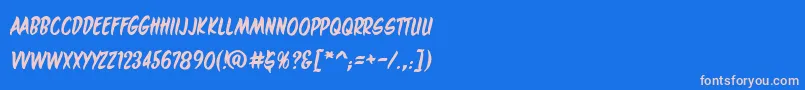 フォントMaroonedonmarsbb – ピンクの文字、青い背景