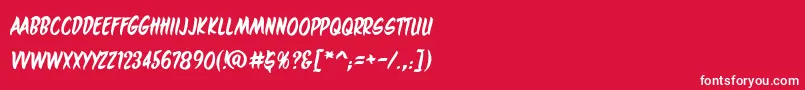 フォントMaroonedonmarsbb – 赤い背景に白い文字