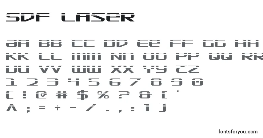 Schriftart Sdf Laser – Alphabet, Zahlen, spezielle Symbole