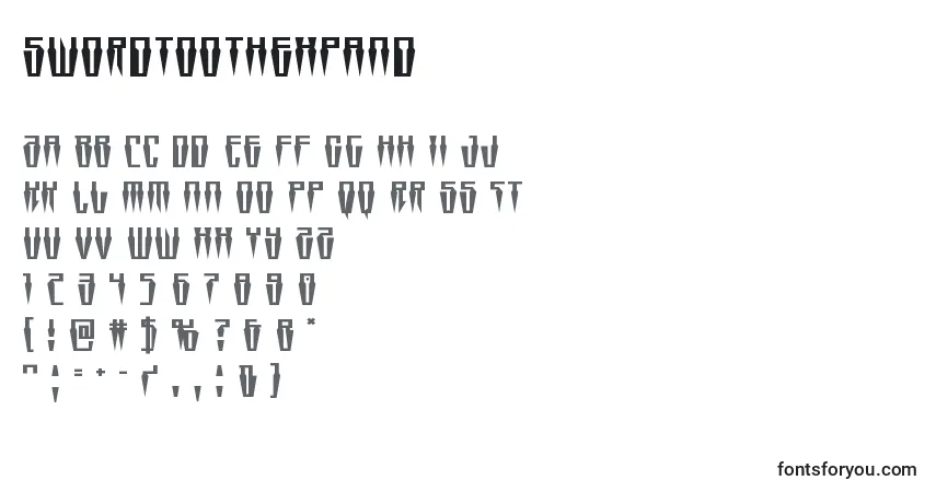 Swordtoothexpand-fontti – aakkoset, numerot, erikoismerkit