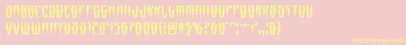 Swordtoothexpand-Schriftart – Gelbe Schriften auf rosa Hintergrund