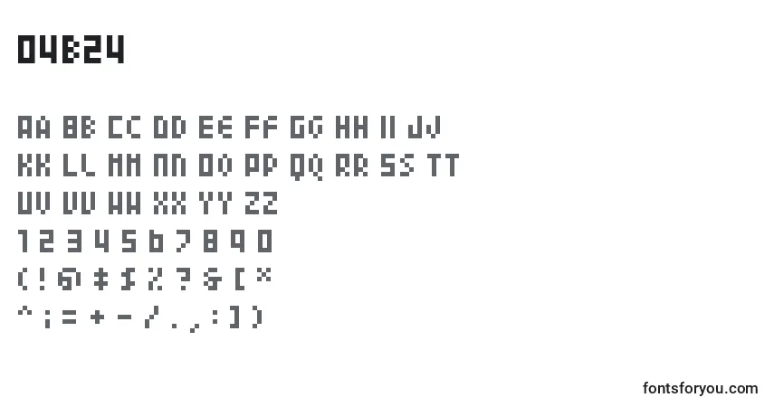 A fonte 04b24 – alfabeto, números, caracteres especiais