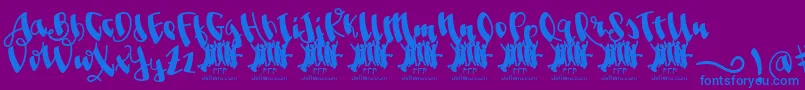 フォントJolgoriaInTownFfp – 紫色の背景に青い文字