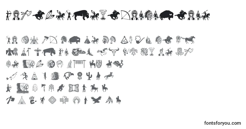 Czcionka NativeAmericanIndians – alfabet, cyfry, specjalne znaki