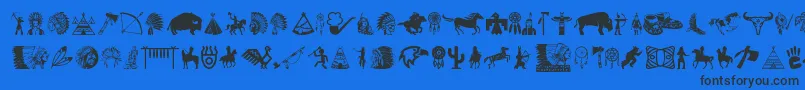 NativeAmericanIndians-Schriftart – Schwarze Schriften auf blauem Hintergrund