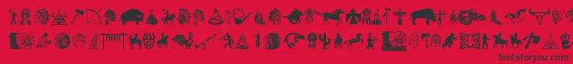 NativeAmericanIndians-Schriftart – Schwarze Schriften auf rotem Hintergrund