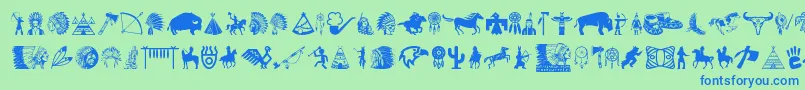 NativeAmericanIndians Font – Blue Fonts on Green Background