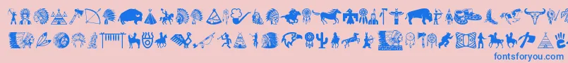 NativeAmericanIndians-Schriftart – Blaue Schriften auf rosa Hintergrund