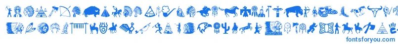 NativeAmericanIndians-Schriftart – Blaue Schriften auf weißem Hintergrund