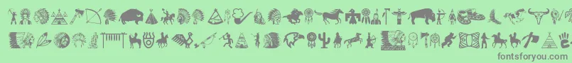 NativeAmericanIndians-Schriftart – Graue Schriften auf grünem Hintergrund