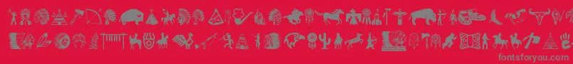フォントNativeAmericanIndians – 赤い背景に灰色の文字