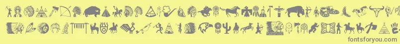 NativeAmericanIndians-Schriftart – Graue Schriften auf gelbem Hintergrund