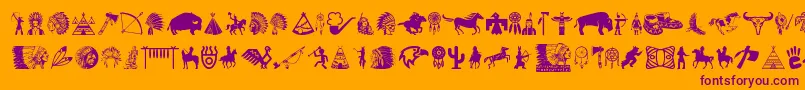 NativeAmericanIndians-Schriftart – Violette Schriften auf orangefarbenem Hintergrund