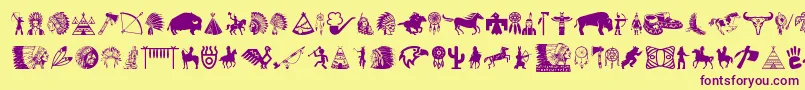 NativeAmericanIndians-Schriftart – Violette Schriften auf gelbem Hintergrund