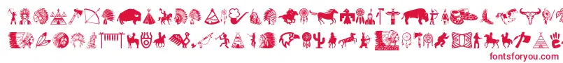 NativeAmericanIndians-Schriftart – Rote Schriften auf weißem Hintergrund