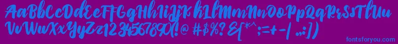 PriscilliaScript-Schriftart – Blaue Schriften auf violettem Hintergrund