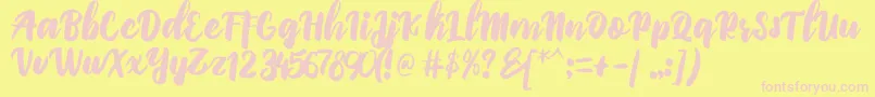 PriscilliaScript Font – Pink Fonts on Yellow Background